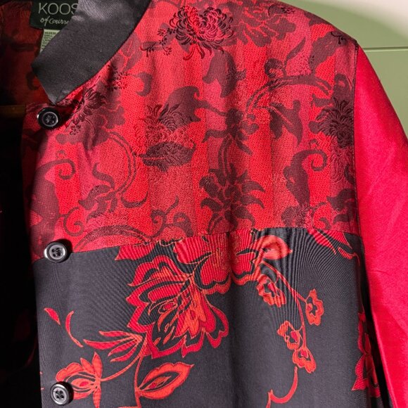 NWT Koos of Course! 2 pc Set Jacket Tank Top Large Red Black Floral 100% SILK - Picture 5 of 14